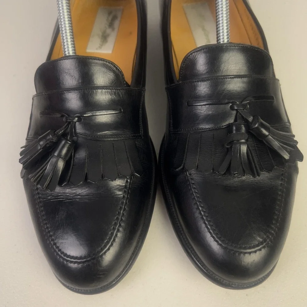 Mezlan Santander Shoes Mens Size 11 Black Leather Tassel Loafers Dress Spain